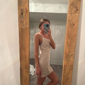 Mini dress light peach pink orange 👙🧡with white